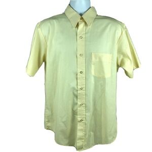 Dee Cee Men's Button Front Shirt Size 16-L-16.5 Yellow Dress Tail Perm Press